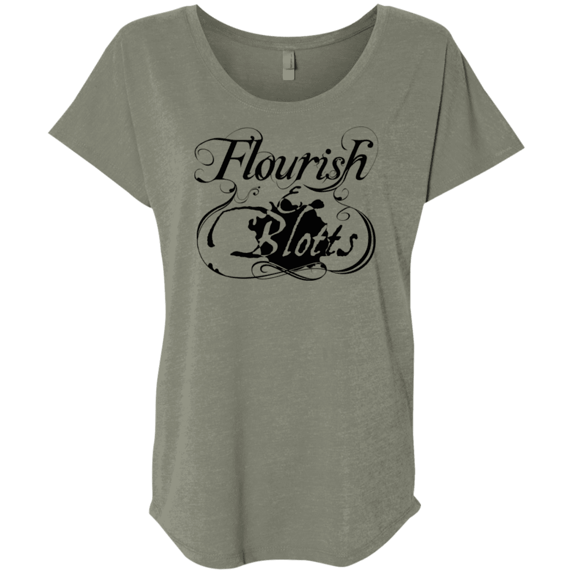 T-Shirts Venetian Grey / X-Small Flourish and Blotts of Diagon Alley Triblend Dolman Sleeve