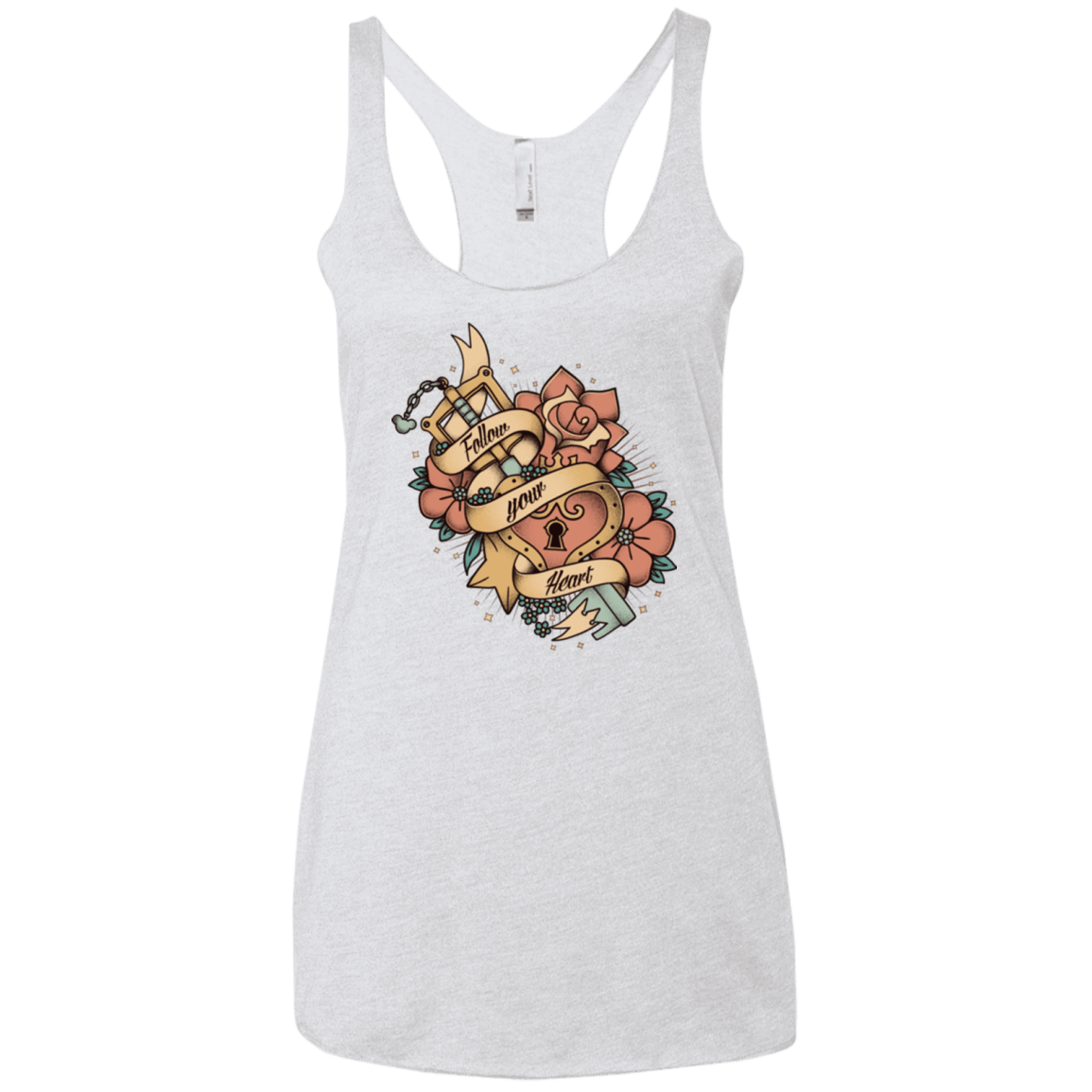 T-Shirts Heather White / X-Small Follow your heart Women's Triblend Racerback Tank