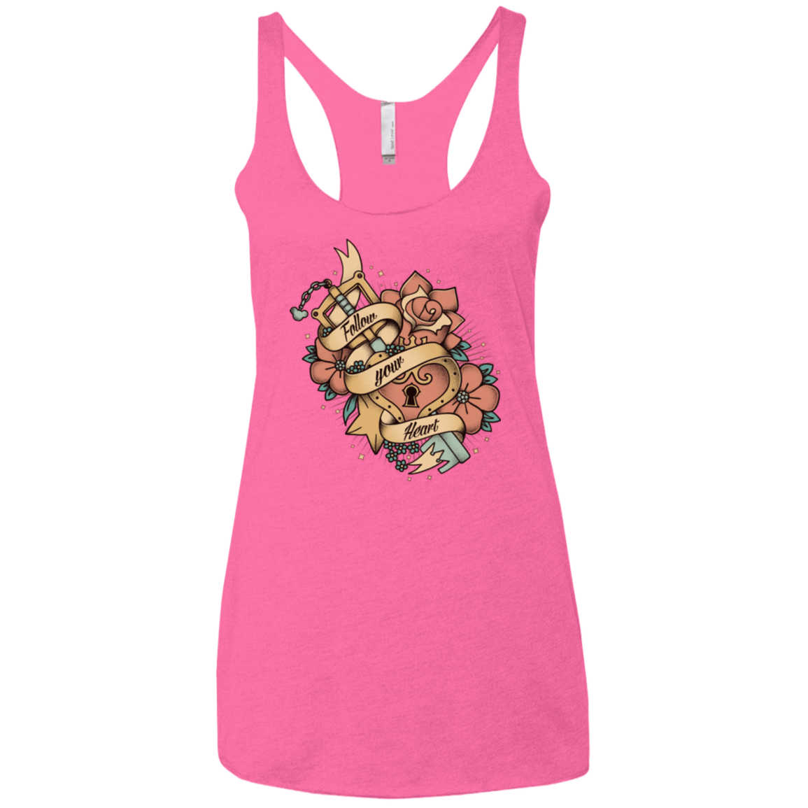 T-Shirts Vintage Pink / X-Small Follow your heart Women's Triblend Racerback Tank