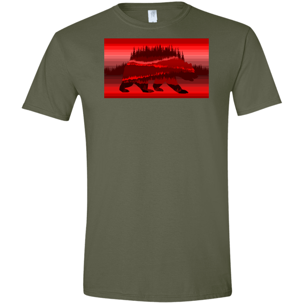 T-Shirts Military Green / S Forest Bear Men's Semi-Fitted Softstyle