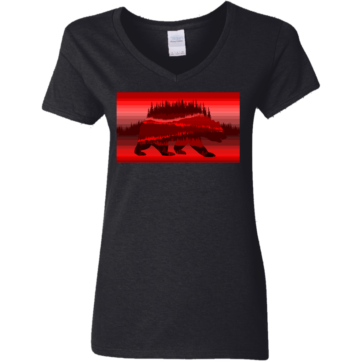 T-Shirts Black / S Forest Bear Women's V-Neck T-Shirt