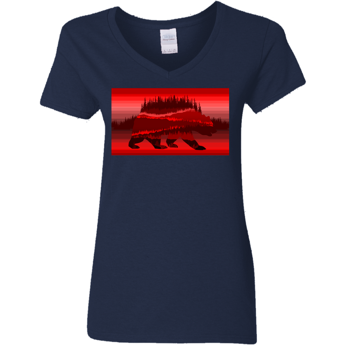 T-Shirts Navy / S Forest Bear Women's V-Neck T-Shirt