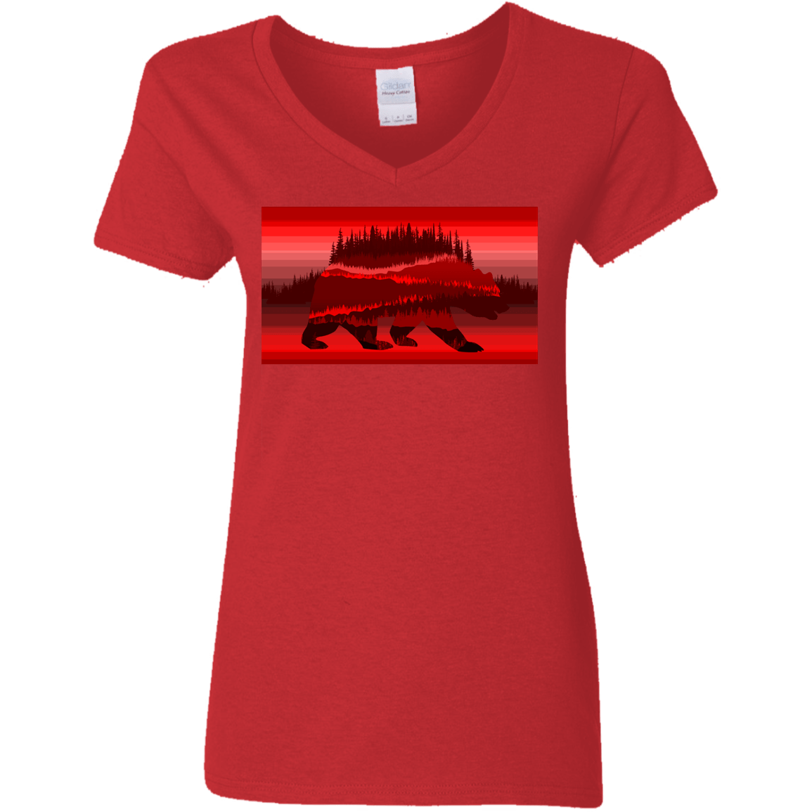 T-Shirts Red / S Forest Bear Women's V-Neck T-Shirt