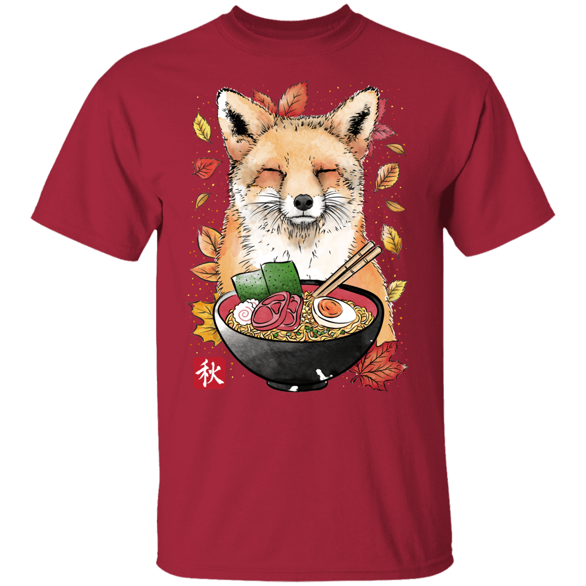 T-Shirts Cardinal / YXS Fox, Leaves and Ramen Youth T-Shirt