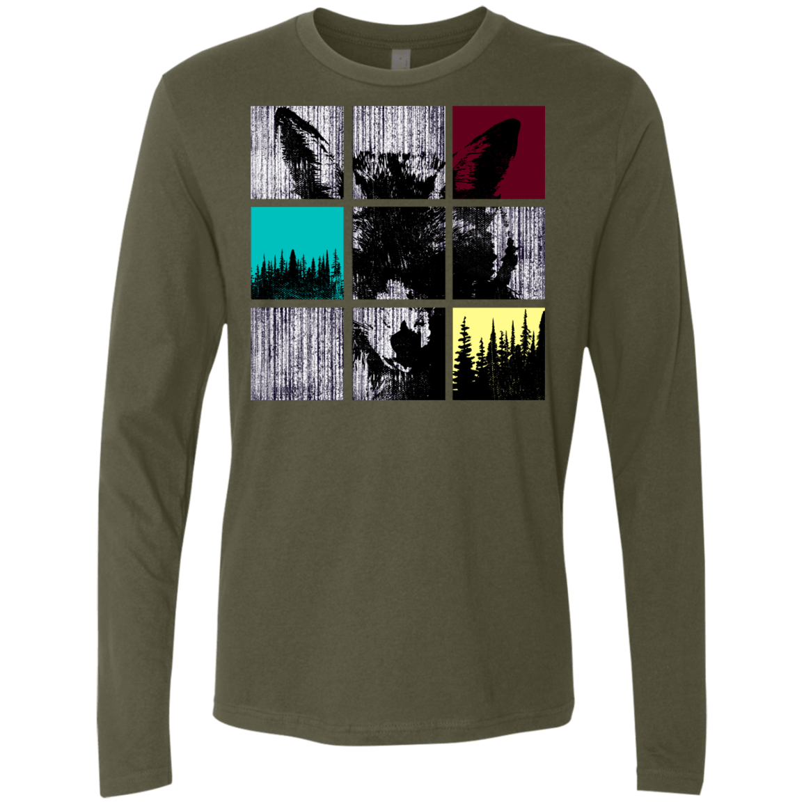 T-Shirts Military Green / S Fox Pane Men's Premium Long Sleeve