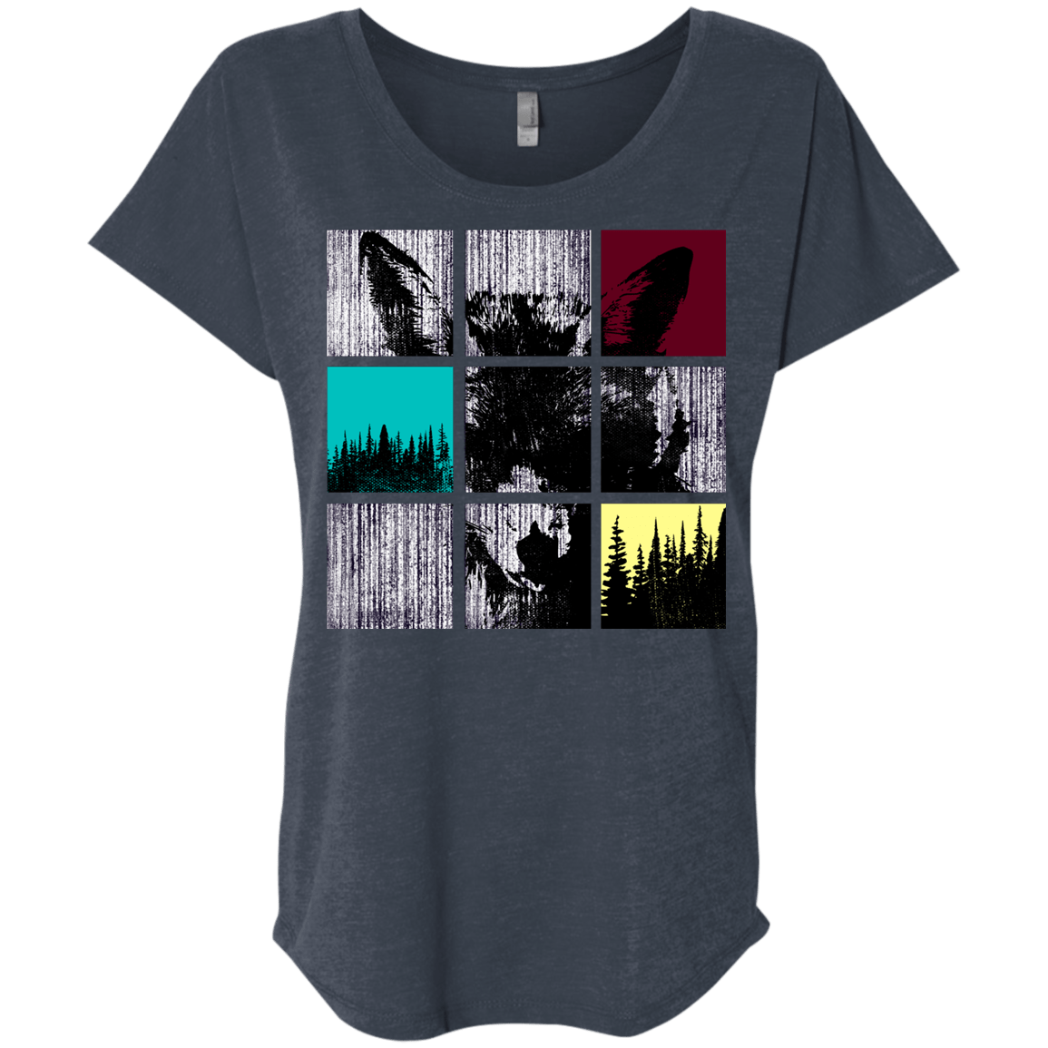 T-Shirts Vintage Navy / X-Small Fox Pane Triblend Dolman Sleeve