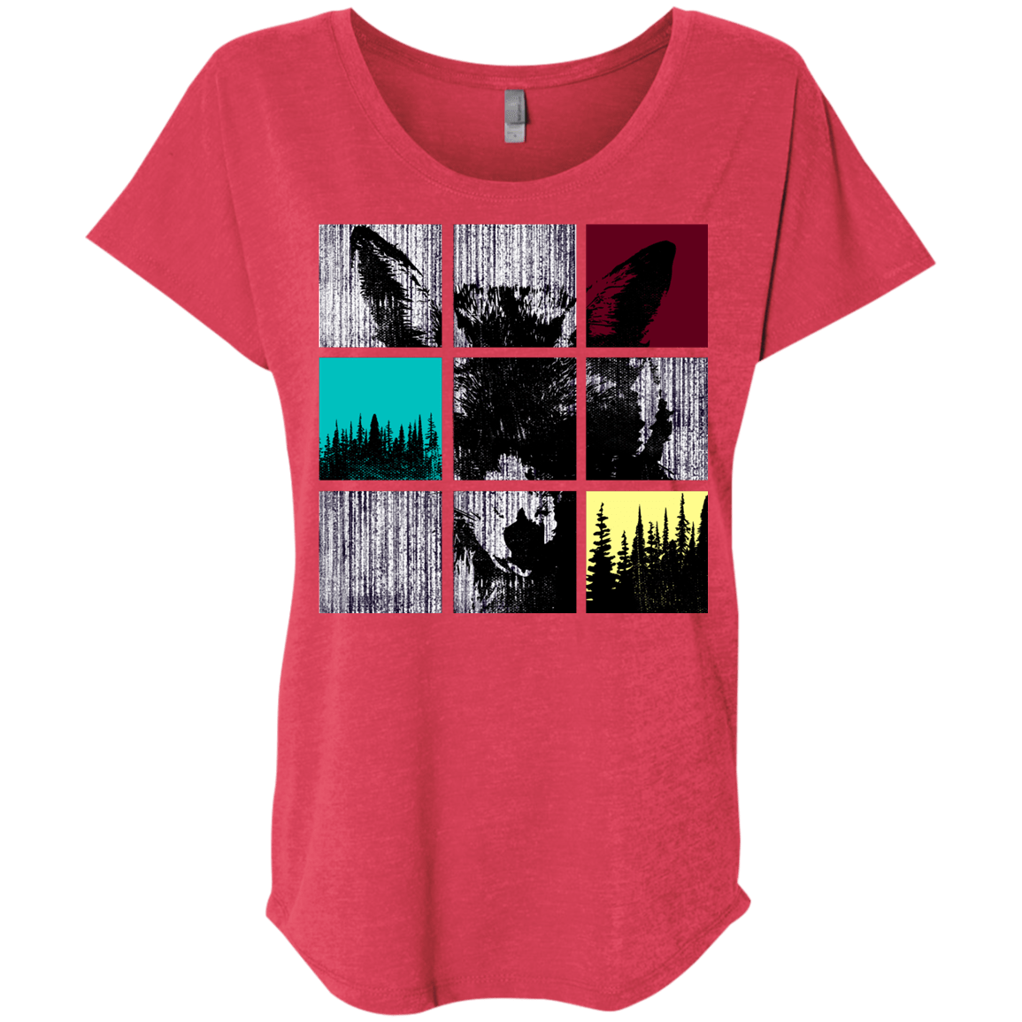 T-Shirts Vintage Red / X-Small Fox Pane Triblend Dolman Sleeve