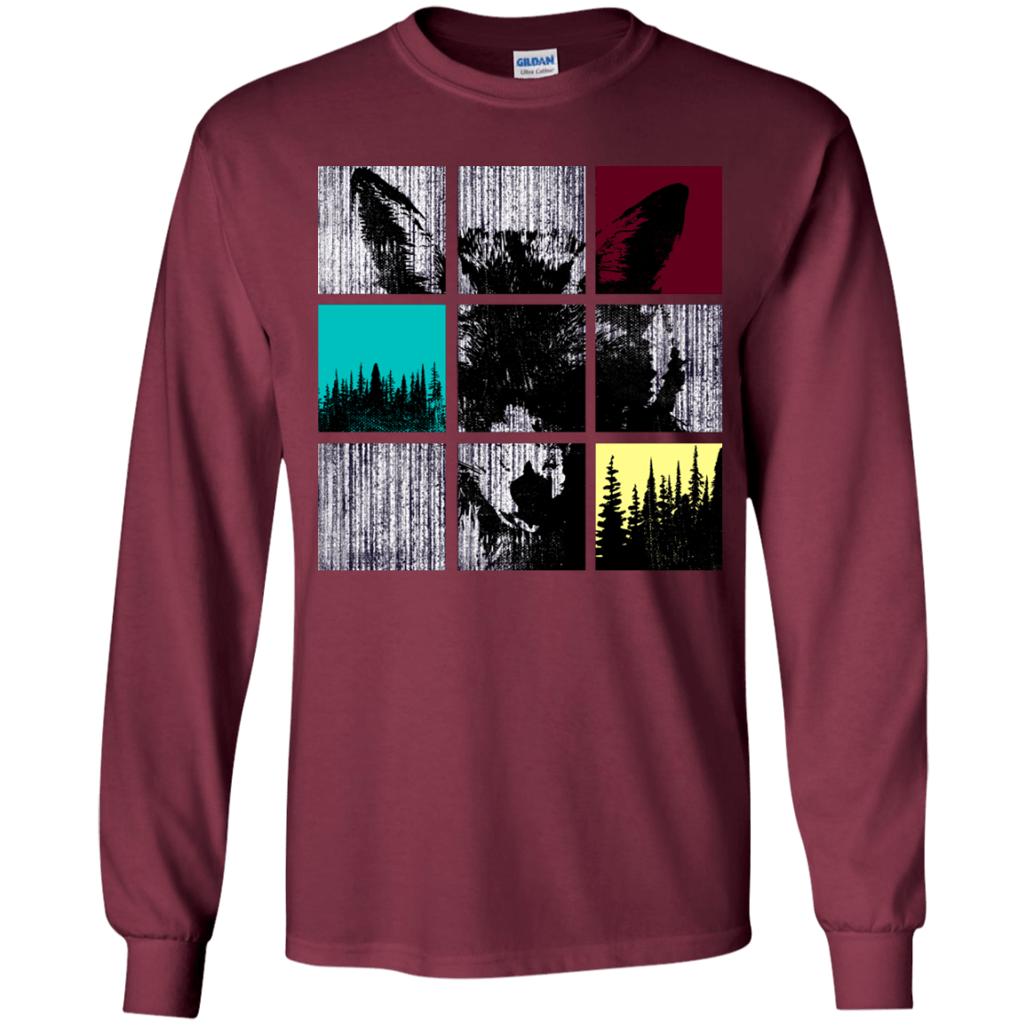 T-Shirts Maroon / YS Fox Pane Youth Long Sleeve T-Shirt