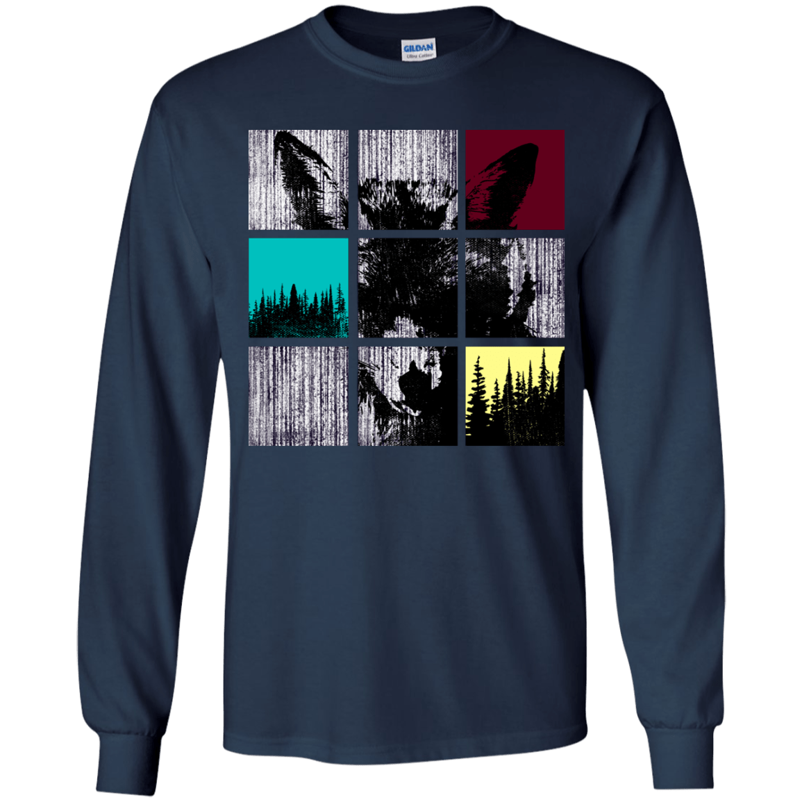 T-Shirts Navy / YS Fox Pane Youth Long Sleeve T-Shirt