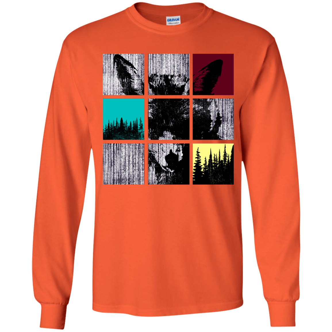 T-Shirts Orange / YS Fox Pane Youth Long Sleeve T-Shirt