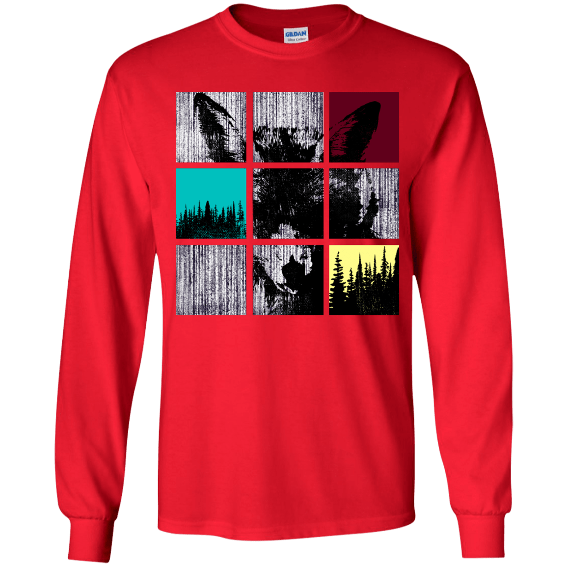 T-Shirts Red / YS Fox Pane Youth Long Sleeve T-Shirt