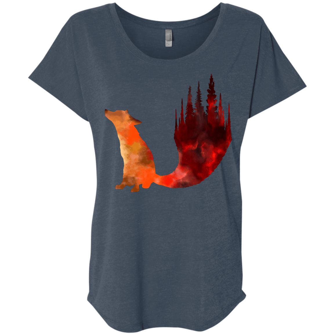 T-Shirts Indigo / X-Small Fox Tail Triblend Dolman Sleeve