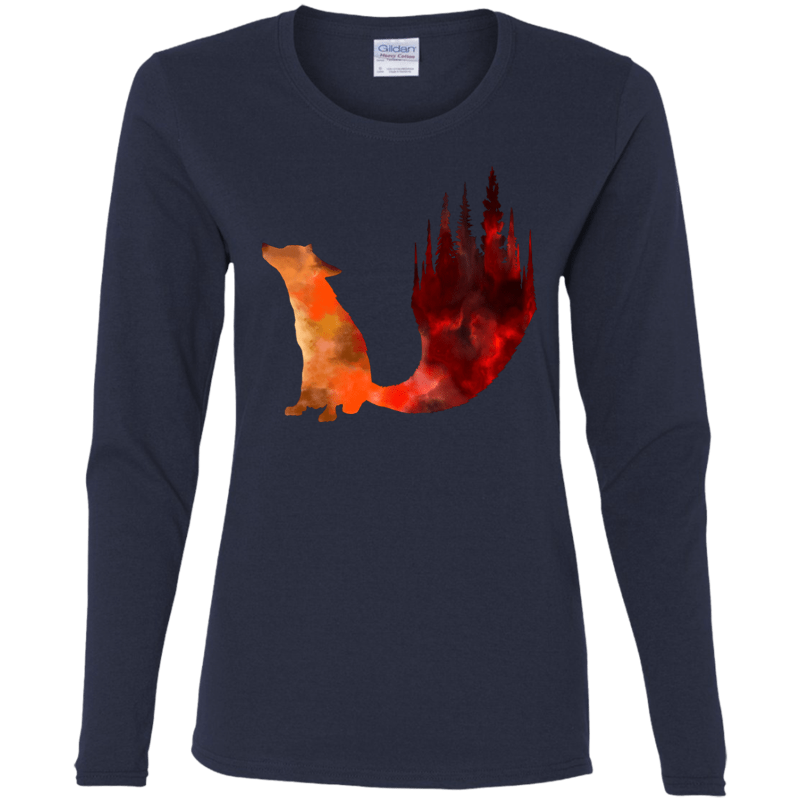 T-Shirts Navy / S Fox Tail Women's Long Sleeve T-Shirt