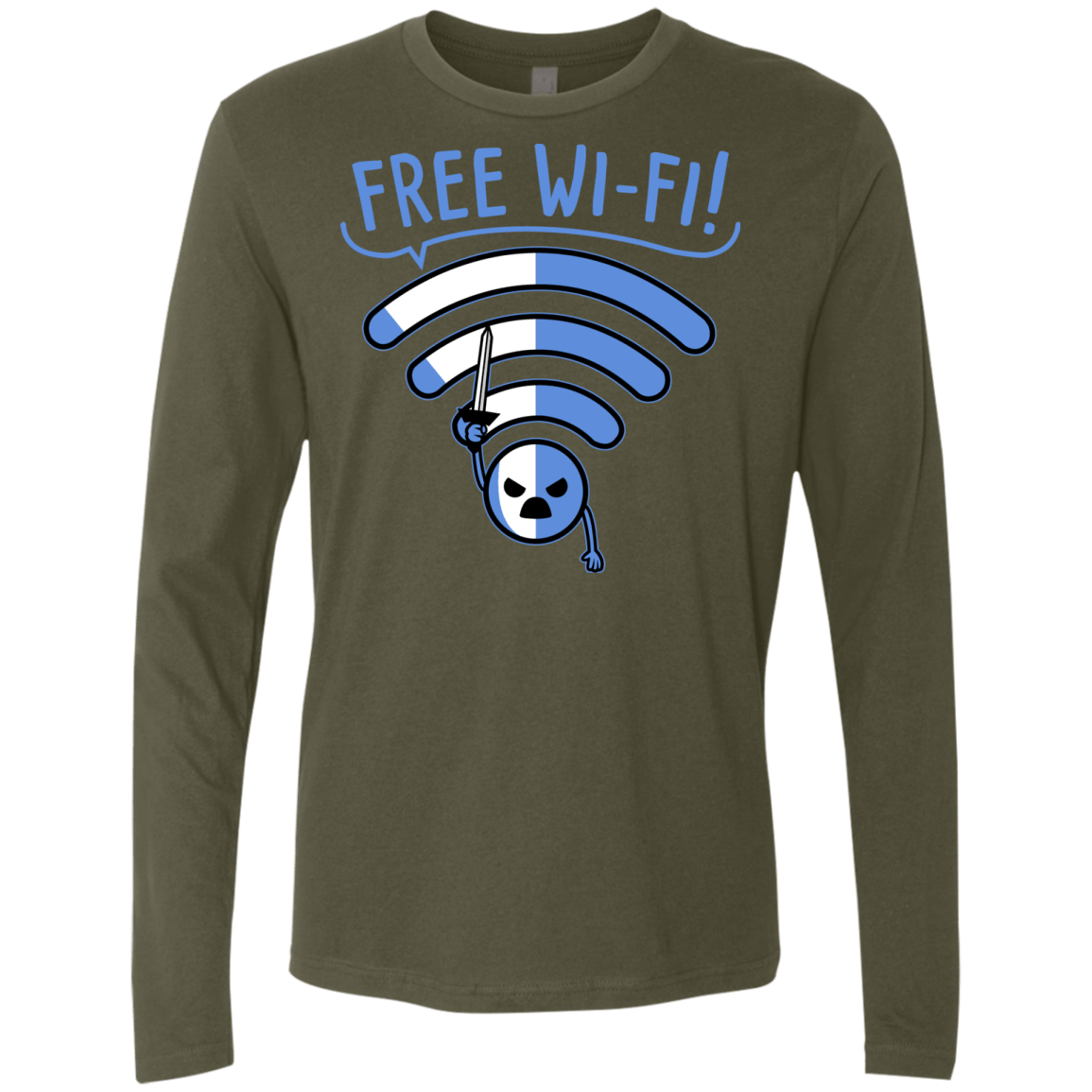 T-Shirts Military Green / S Free Wi-Fi! Men's Premium Long Sleeve