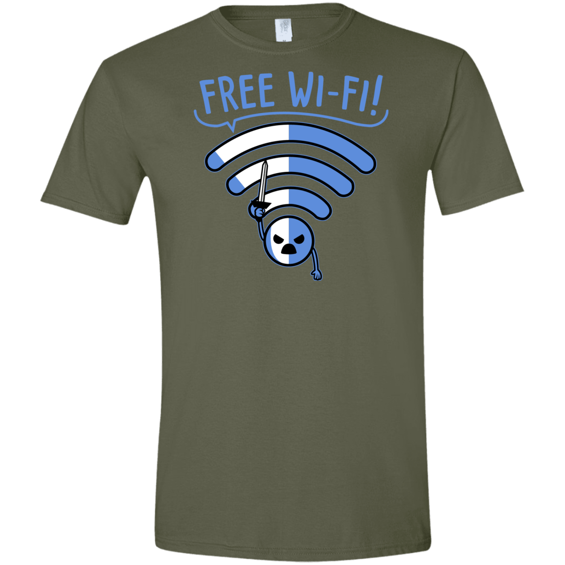 T-Shirts Military Green / S Free Wi-Fi! Men's Semi-Fitted Softstyle