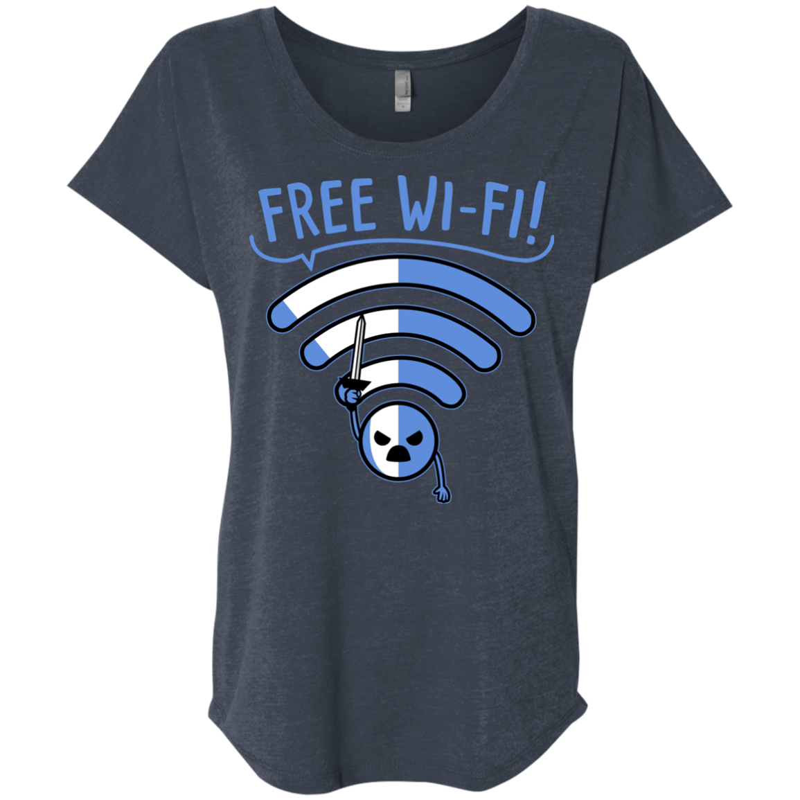 T-Shirts Vintage Navy / X-Small Free Wi-Fi! Triblend Dolman Sleeve