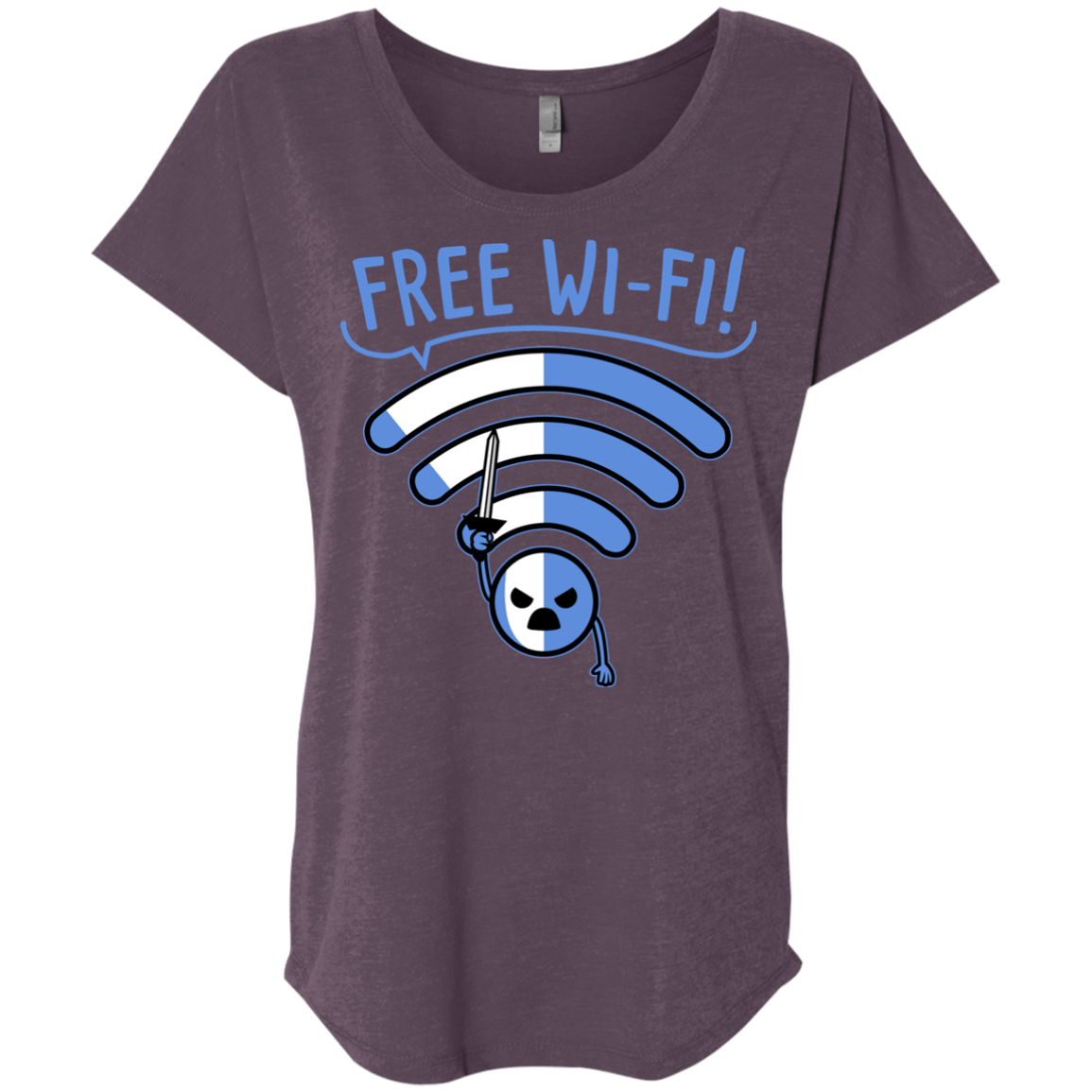 T-Shirts Vintage Purple / X-Small Free Wi-Fi! Triblend Dolman Sleeve