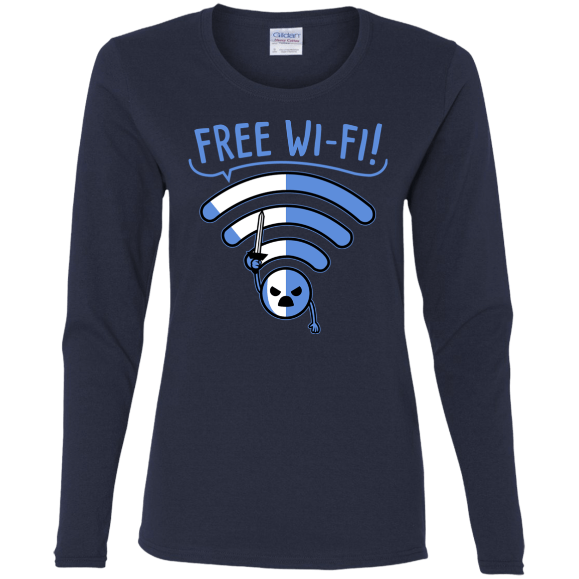 T-Shirts Navy / S Free Wi-Fi! Women's Long Sleeve T-Shirt