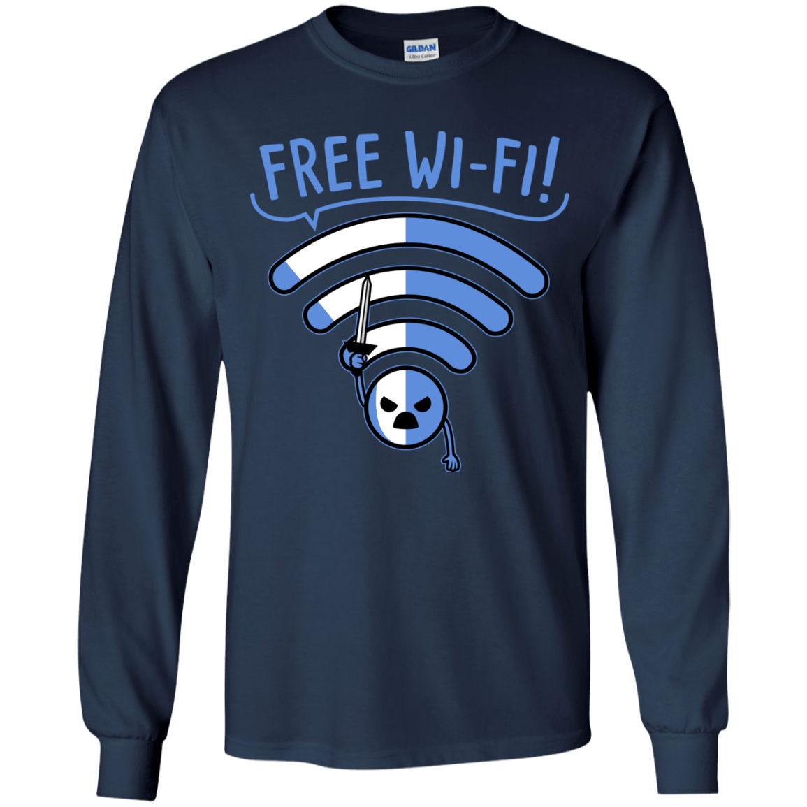 T-Shirts Navy / YS Free Wi-Fi! Youth Long Sleeve T-Shirt
