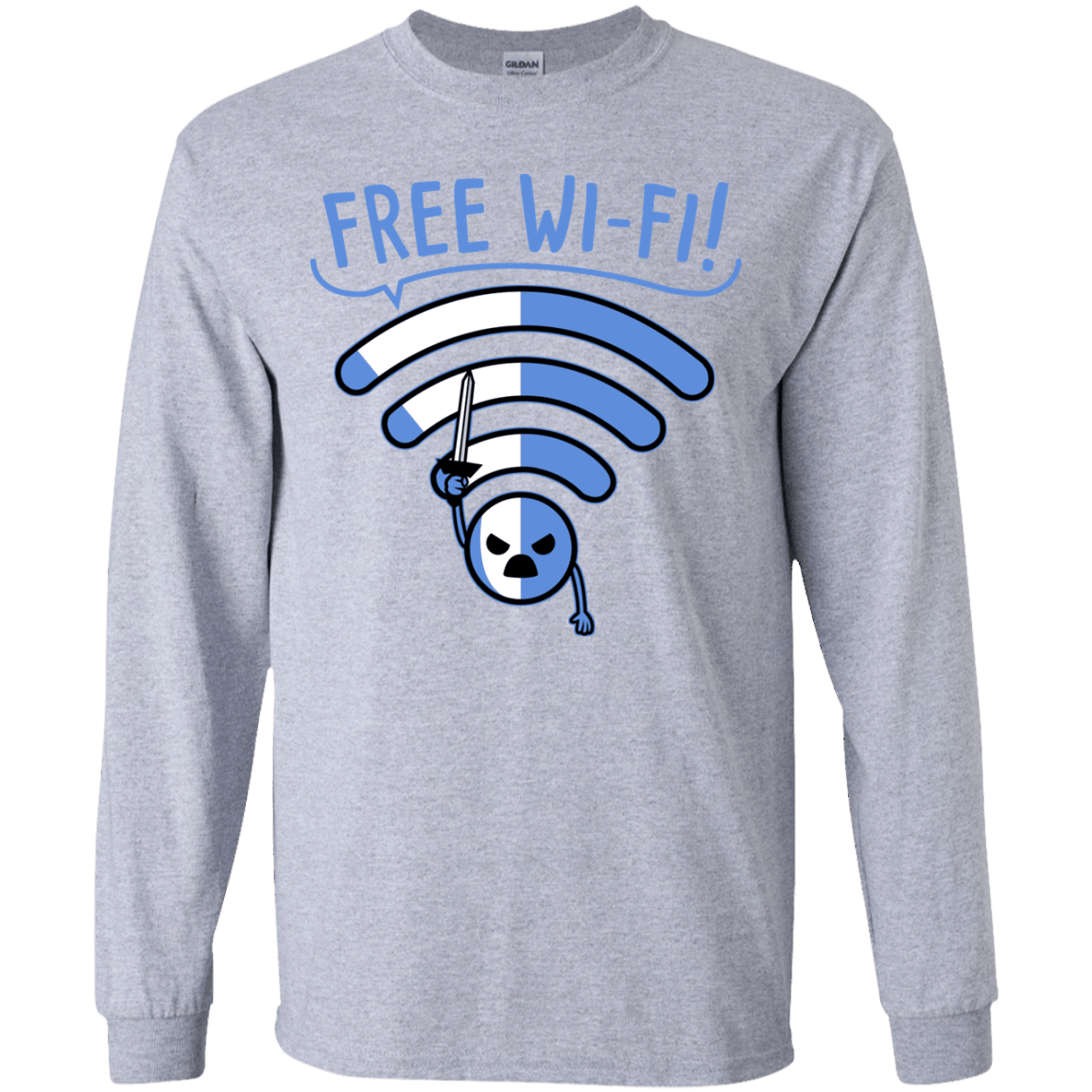 T-Shirts Sport Grey / YS Free Wi-Fi! Youth Long Sleeve T-Shirt