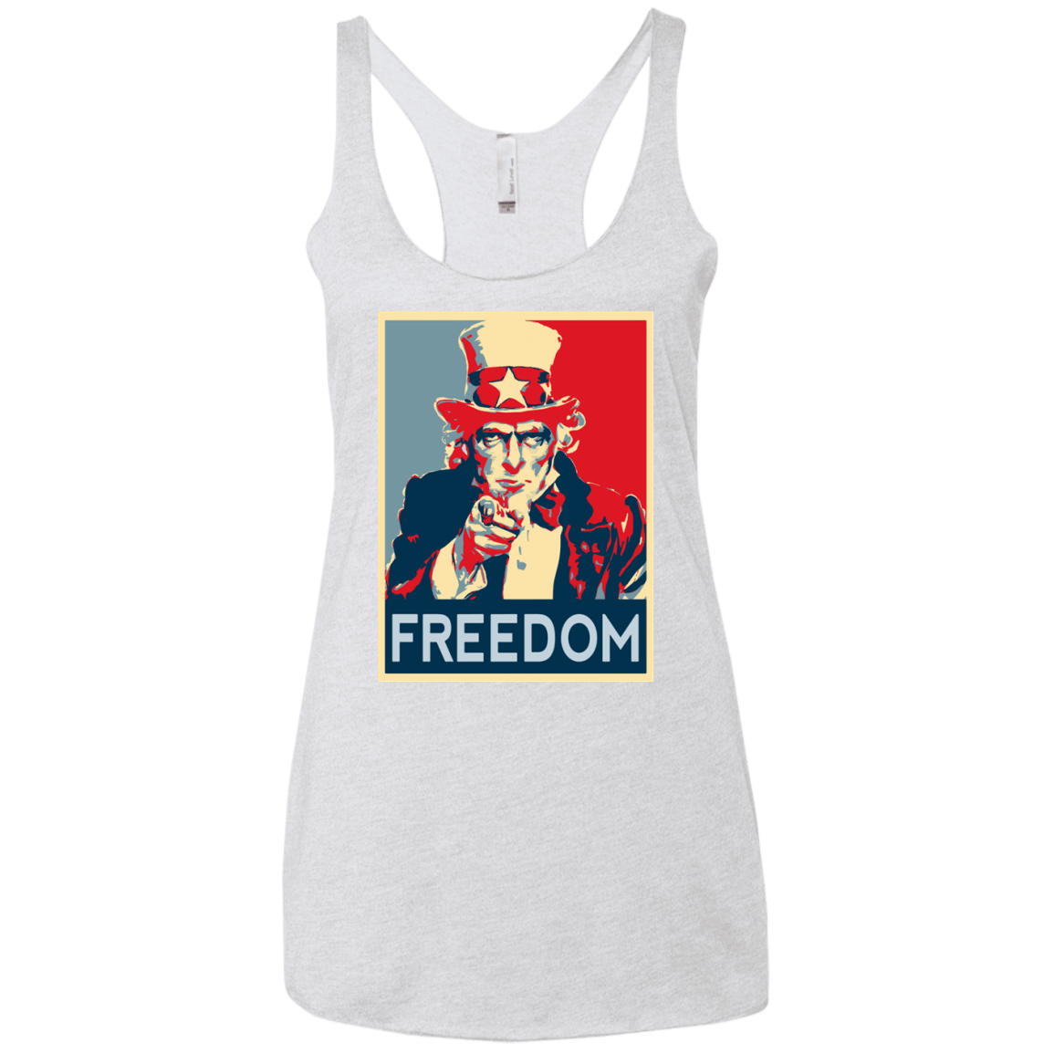 T-Shirts Heather White / X-Small Freedom Women's Triblend Racerback Tank