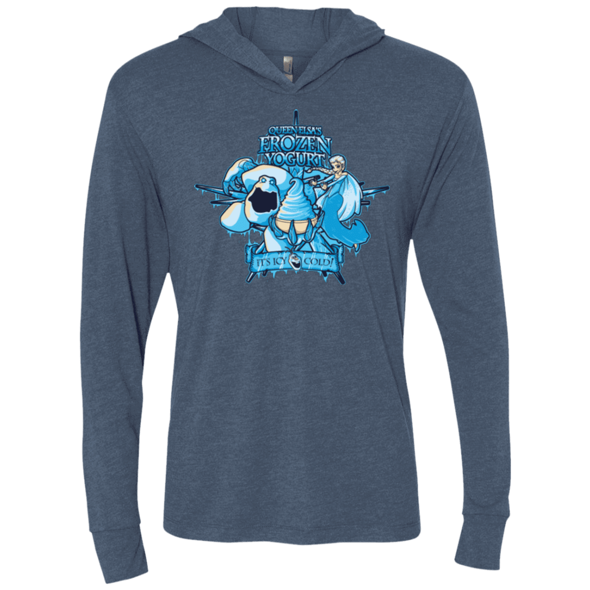 T-Shirts Indigo / X-Small FROZEN YOGURT Triblend Long Sleeve Hoodie Tee