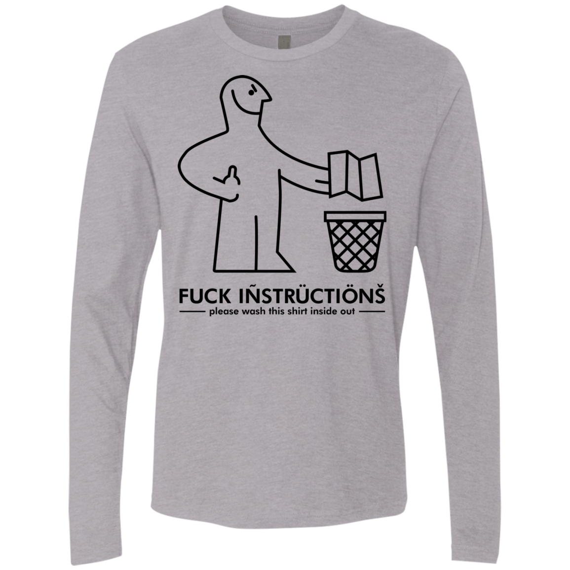 T-Shirts Heather Grey / S FuckInstructions Men's Premium Long Sleeve