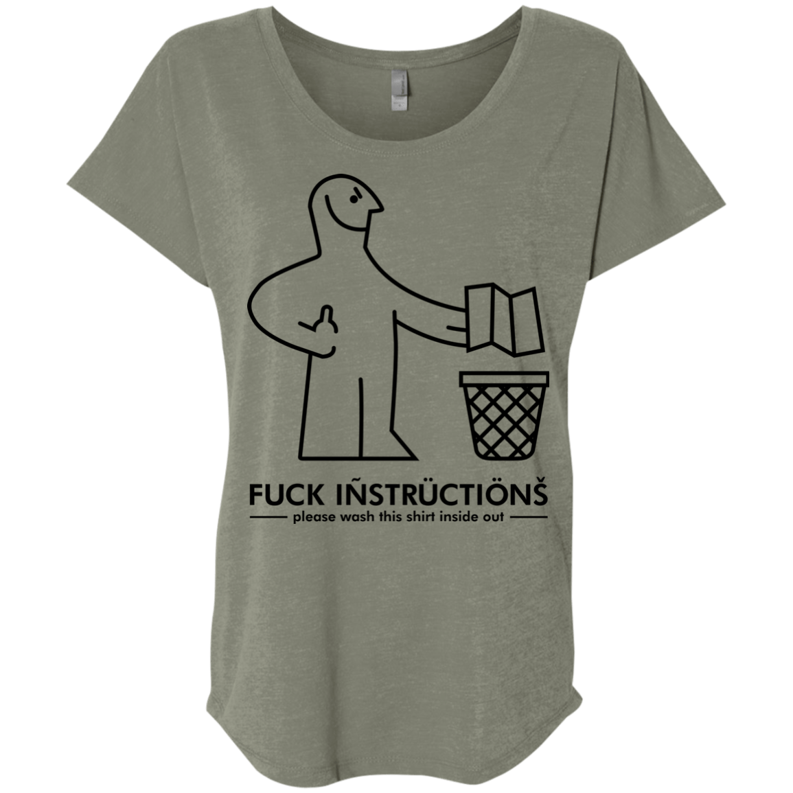 T-Shirts Venetian Grey / X-Small FuckInstructions Triblend Dolman Sleeve