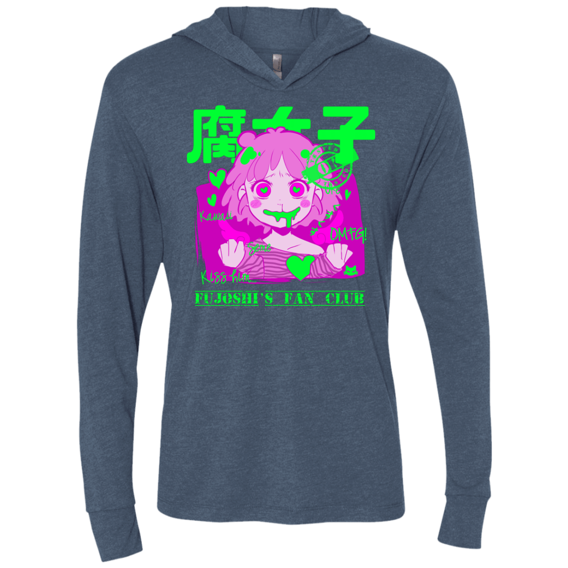 T-Shirts Indigo / X-Small Fujoshi Triblend Long Sleeve Hoodie Tee