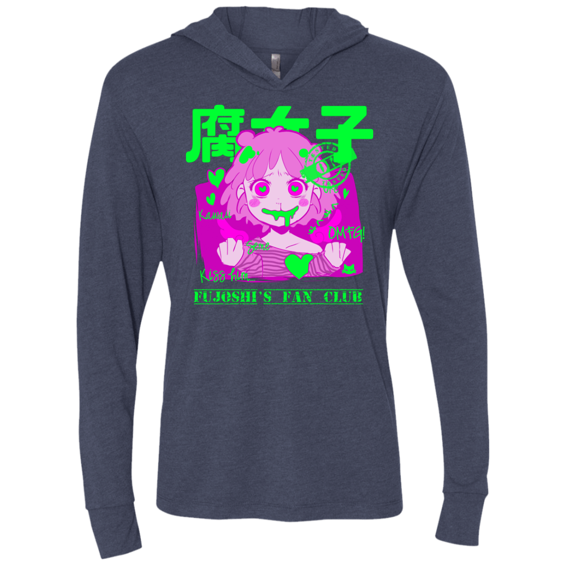 T-Shirts Vintage Navy / X-Small Fujoshi Triblend Long Sleeve Hoodie Tee