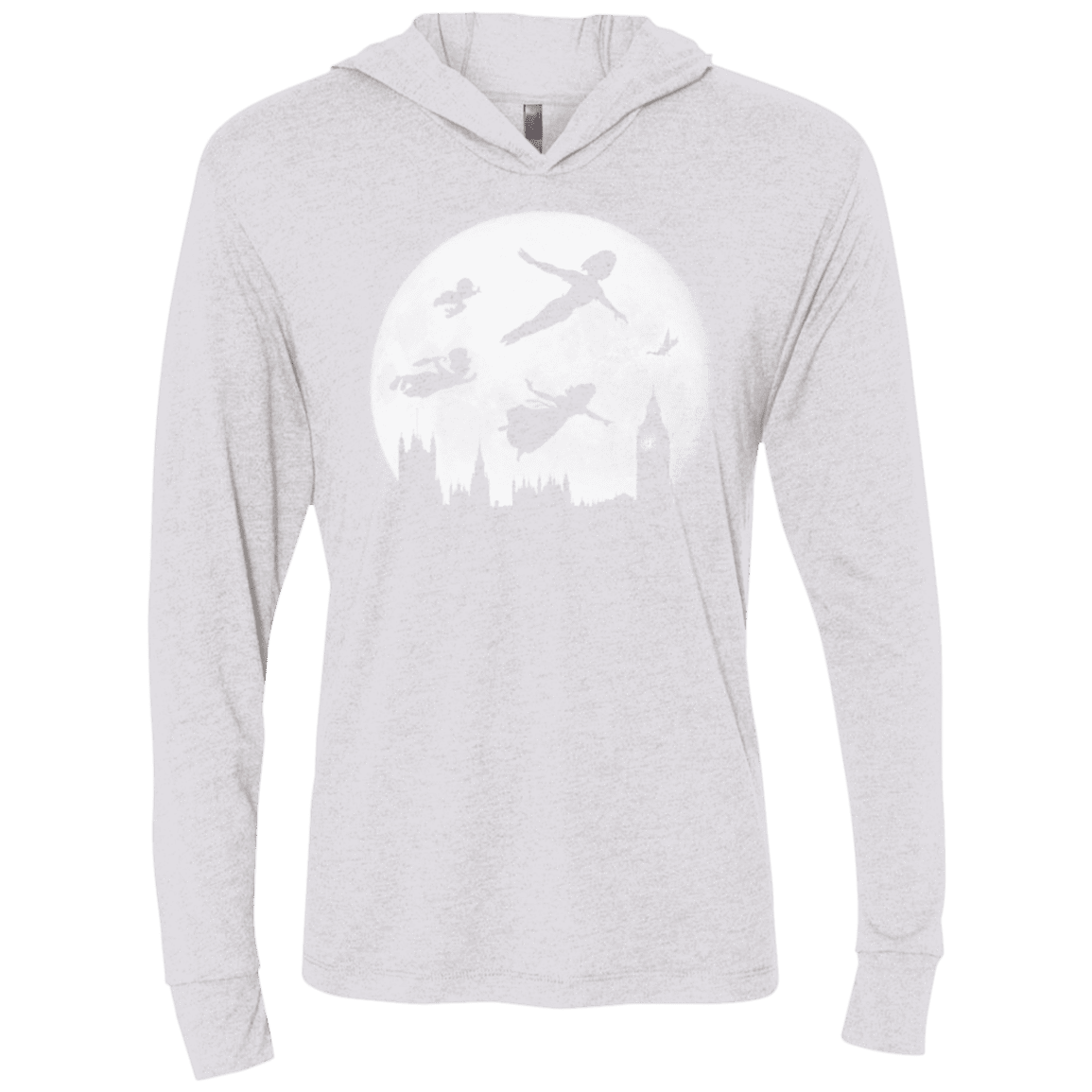 T-Shirts Heather White / X-Small Full Moon over London Triblend Long Sleeve Hoodie Tee