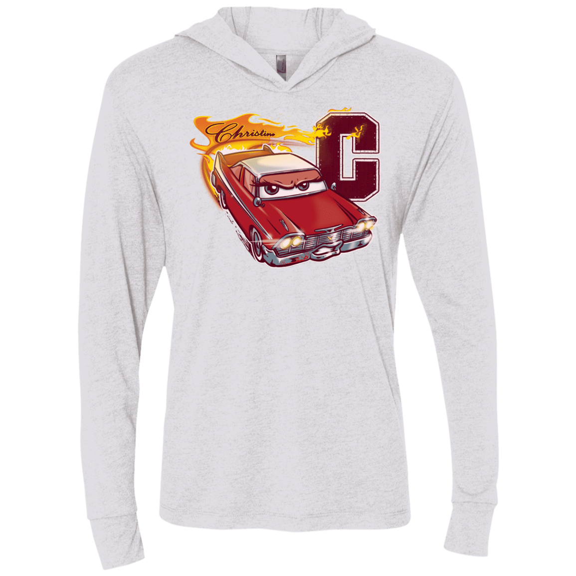 T-Shirts Heather White / X-Small Fury And Fire Triblend Long Sleeve Hoodie Tee