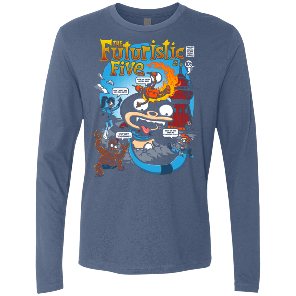 T-Shirts Indigo / S Futurama Fantastic 4 Men's Premium Long Sleeve