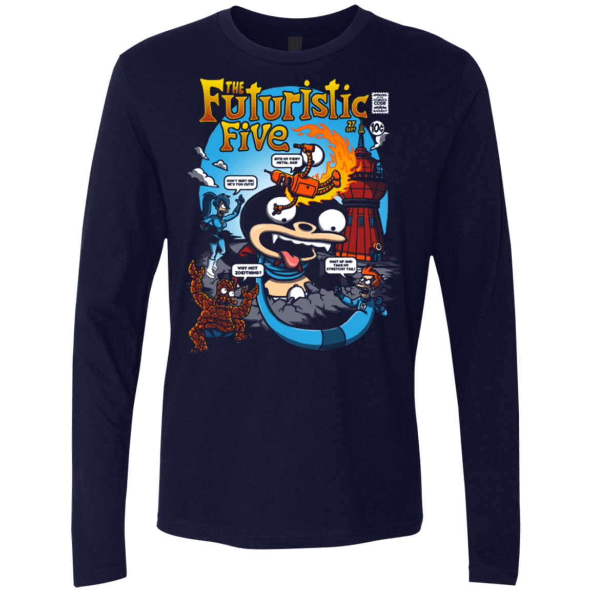T-Shirts Midnight Navy / S Futurama Fantastic 4 Men's Premium Long Sleeve