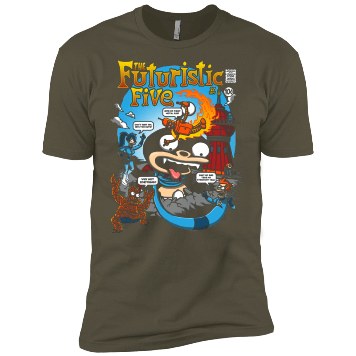 T-Shirts Military Green / X-Small Futurama Fantastic 4 Men's Premium T-Shirt