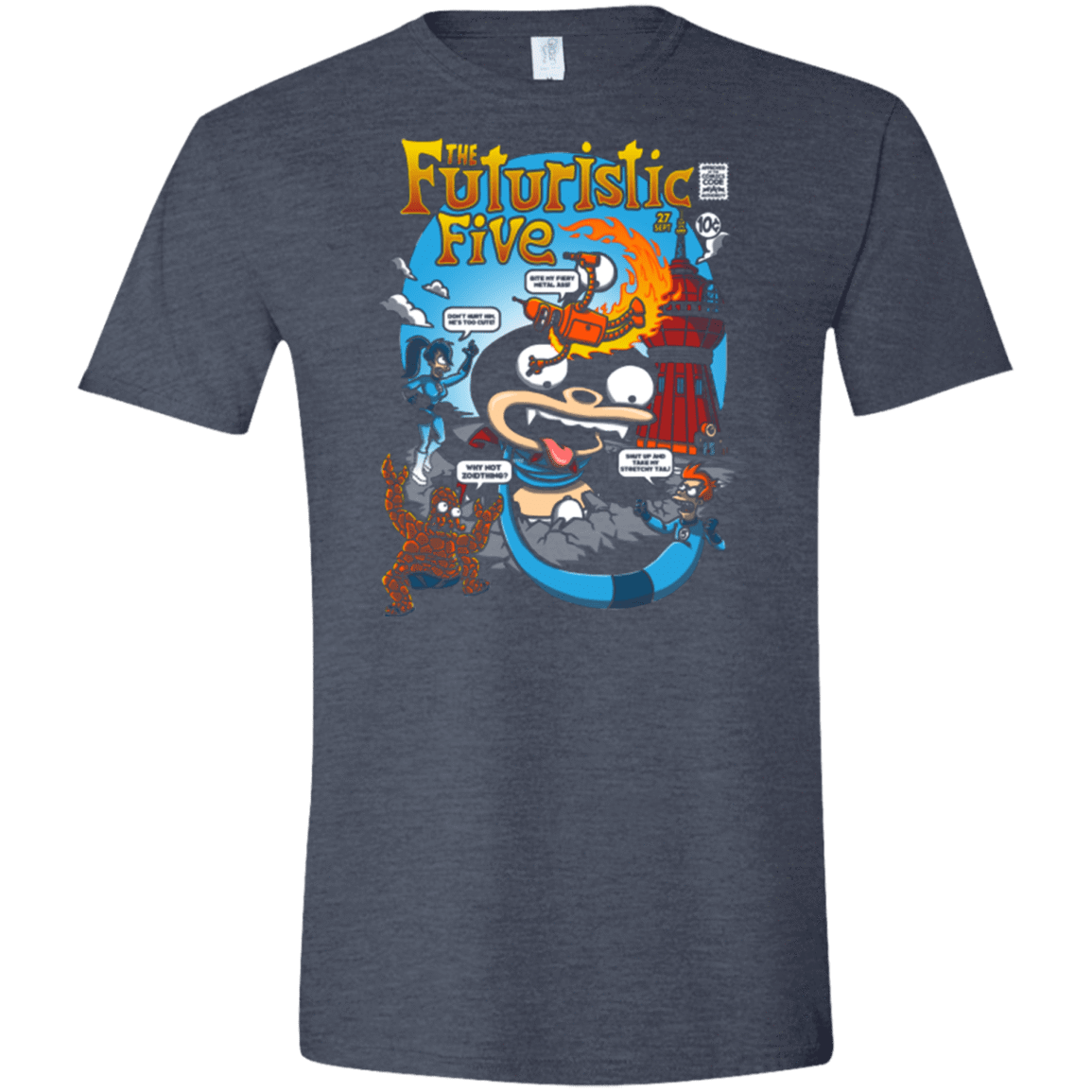 T-Shirts Heather Navy / S Futurama Fantastic 4 Men's Semi-Fitted Softstyle