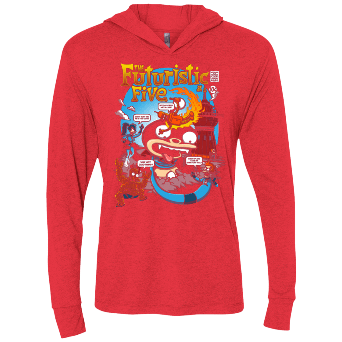 T-Shirts Vintage Red / X-Small Futurama Fantastic 4 Triblend Long Sleeve Hoodie Tee