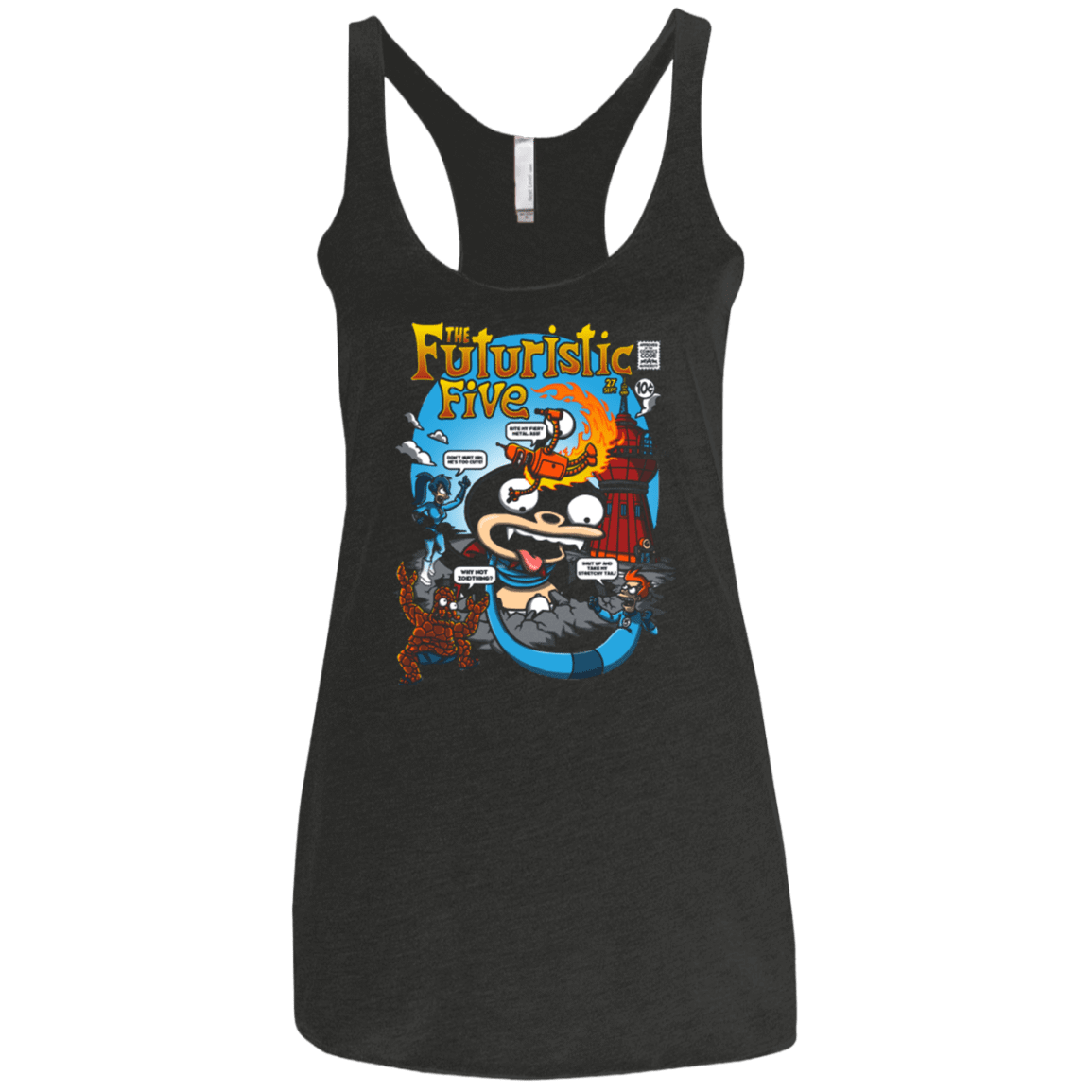 T-Shirts Vintage Black / X-Small Futurama Fantastic 4 Women's Triblend Racerback Tank