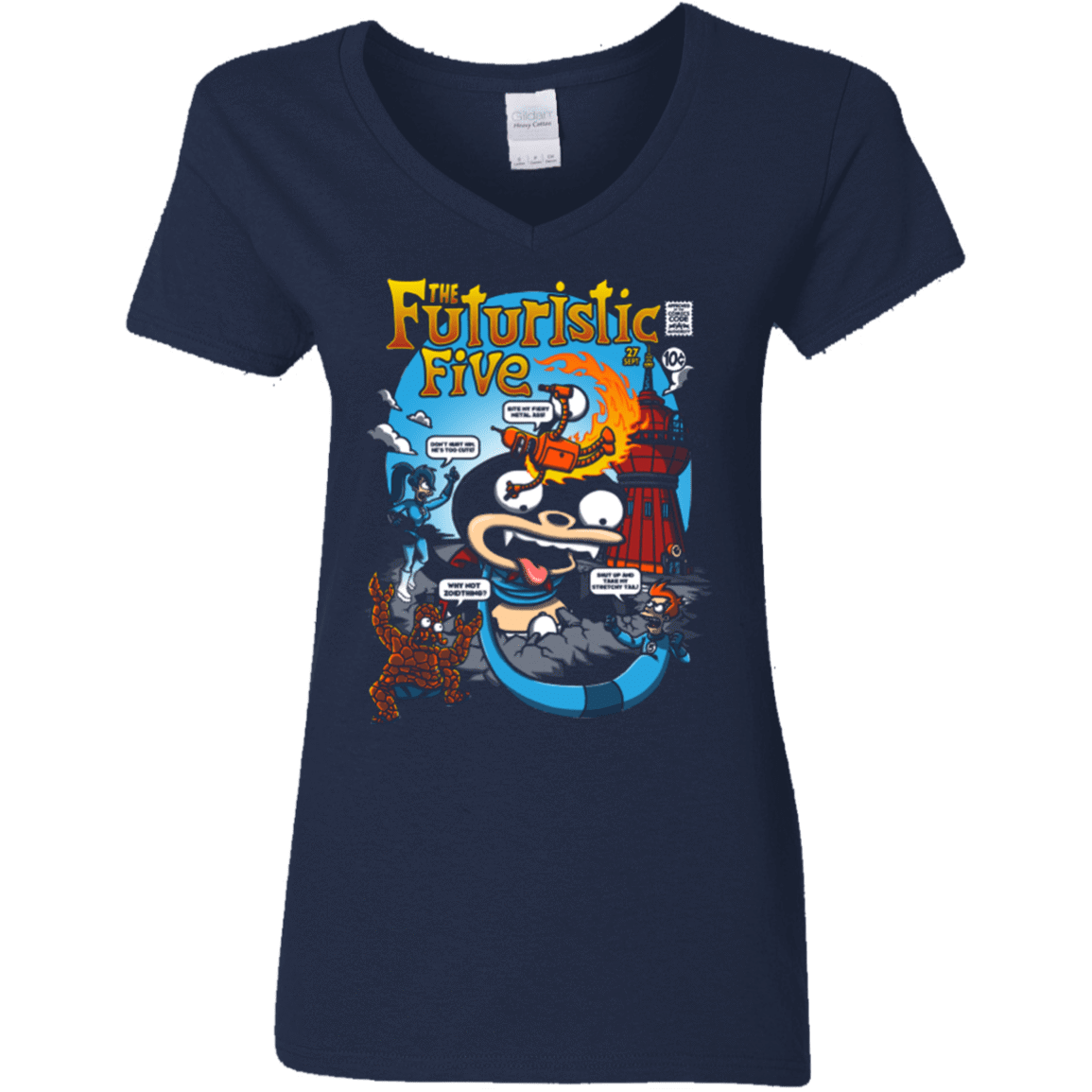 T-Shirts Navy / S Futurama Fantastic 4 Women's V-Neck T-Shirt