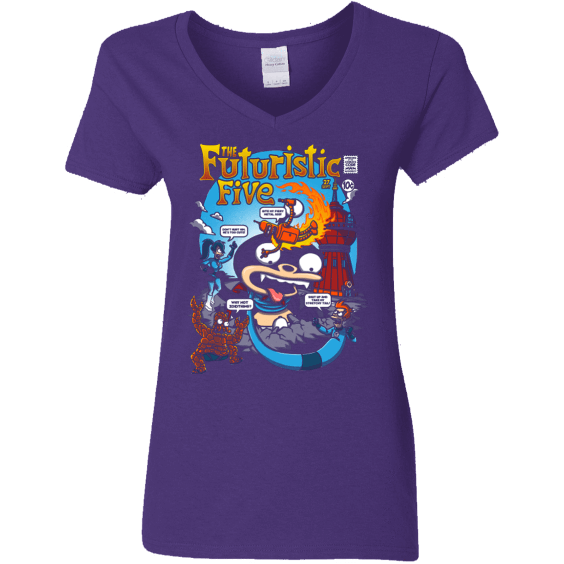 T-Shirts Purple / S Futurama Fantastic 4 Women's V-Neck T-Shirt