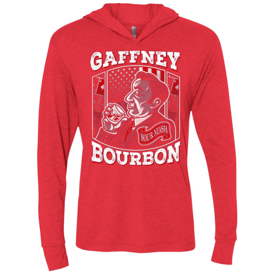 T-Shirts Vintage Red / X-Small Gaffney Bourbon Triblend Long Sleeve Hoodie Tee