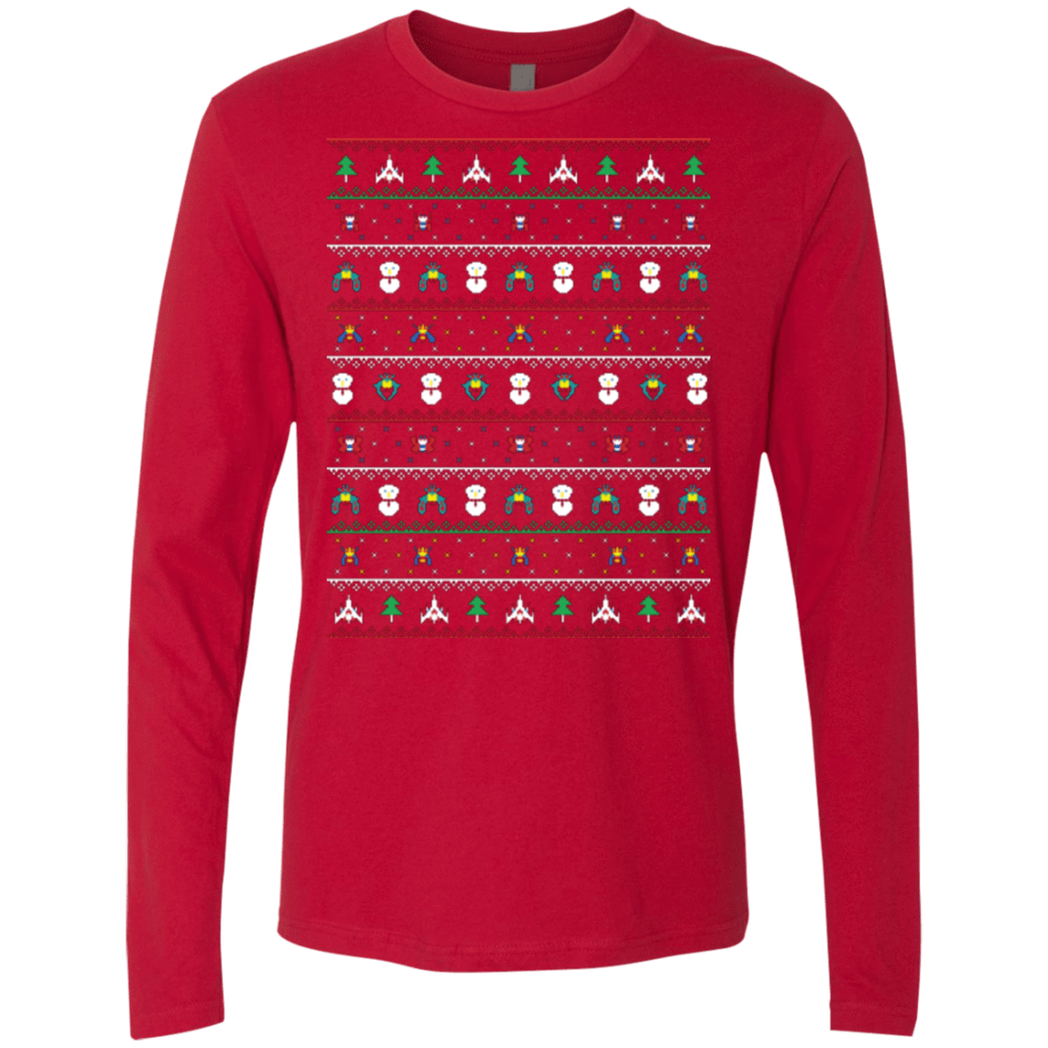 T-Shirts Red / Small Galaga Christmas Men's Premium Long Sleeve
