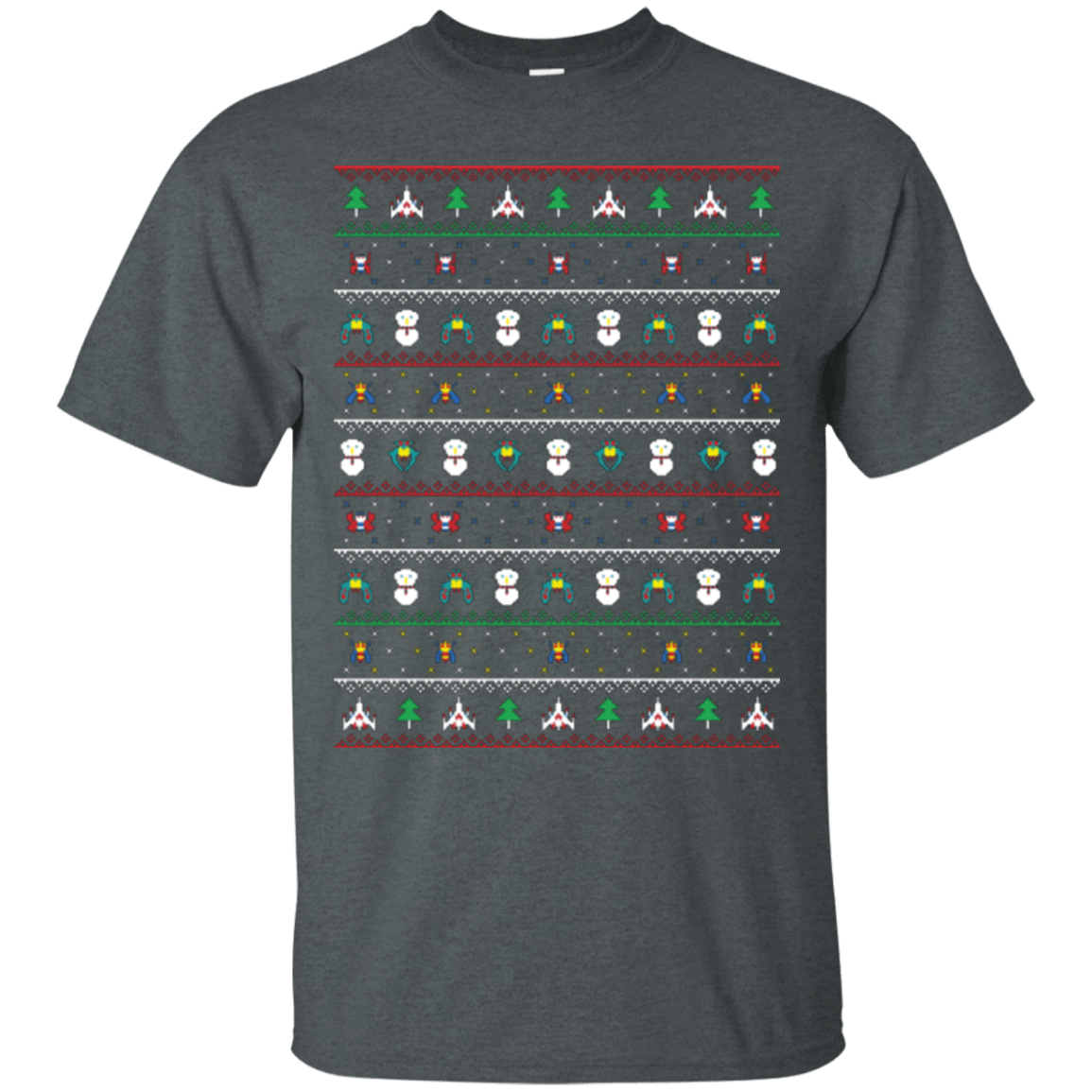 T-Shirts Dark Heather / Small Galaga Christmas T-Shirt