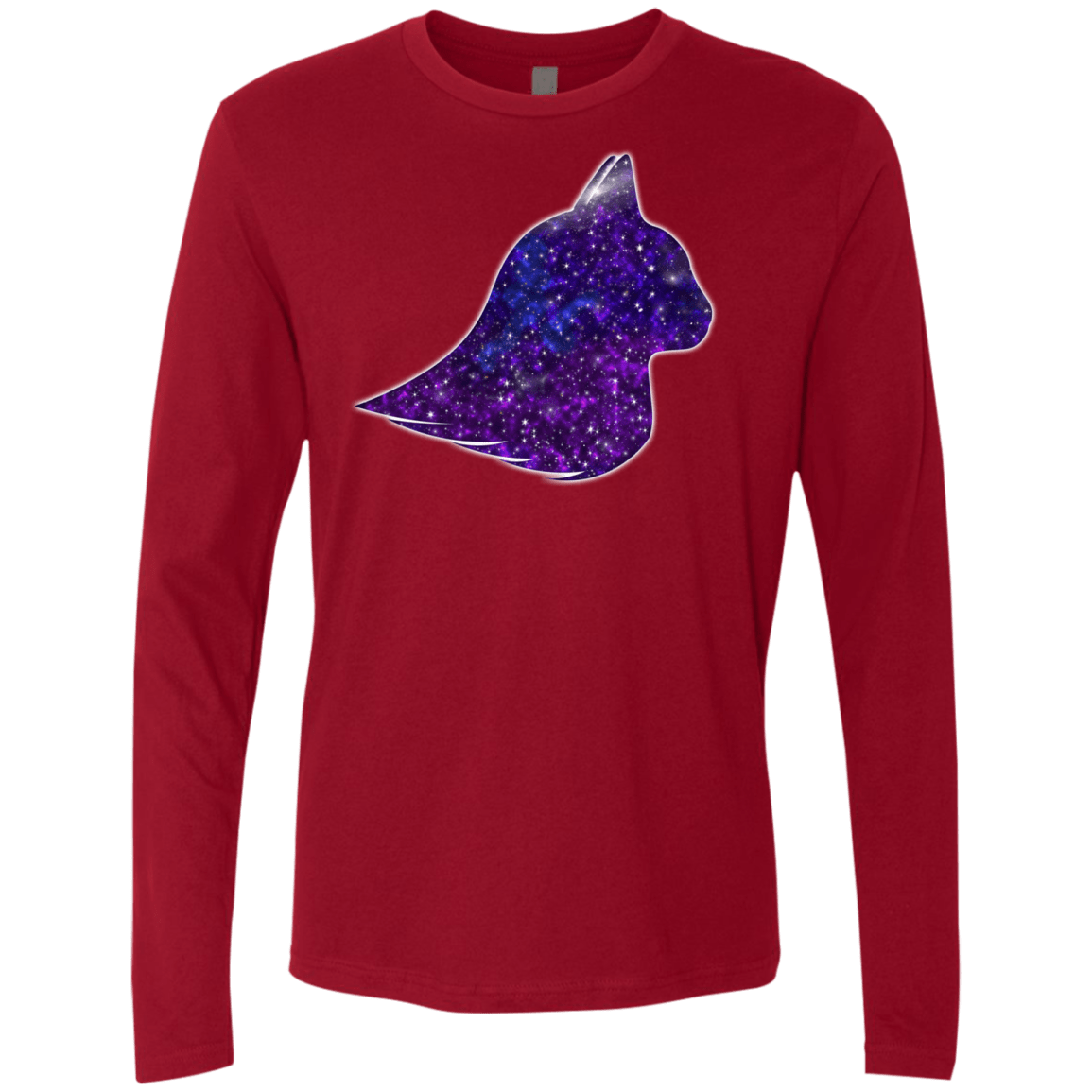 T-Shirts Cardinal / S Galaxy Cat Men's Premium Long Sleeve