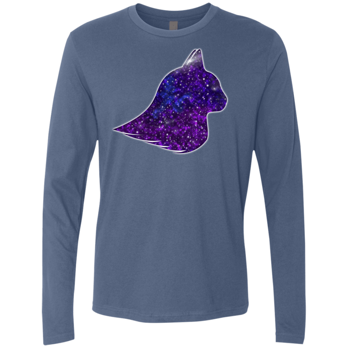 T-Shirts Indigo / S Galaxy Cat Men's Premium Long Sleeve
