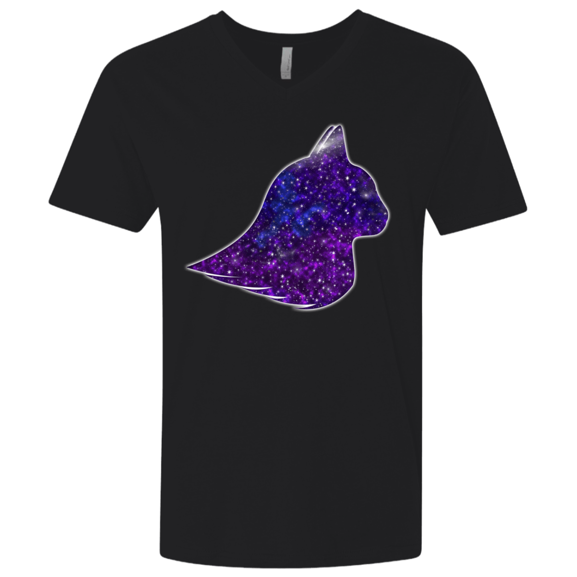 T-Shirts Black / X-Small Galaxy Cat Men's Premium V-Neck