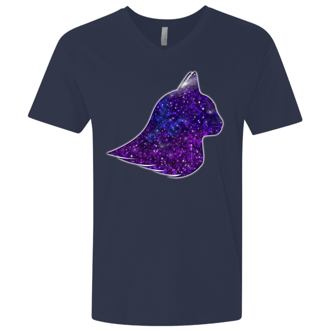 T-Shirts Midnight Navy / X-Small Galaxy Cat Men's Premium V-Neck