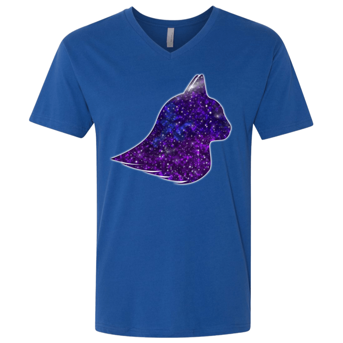 T-Shirts Royal / X-Small Galaxy Cat Men's Premium V-Neck