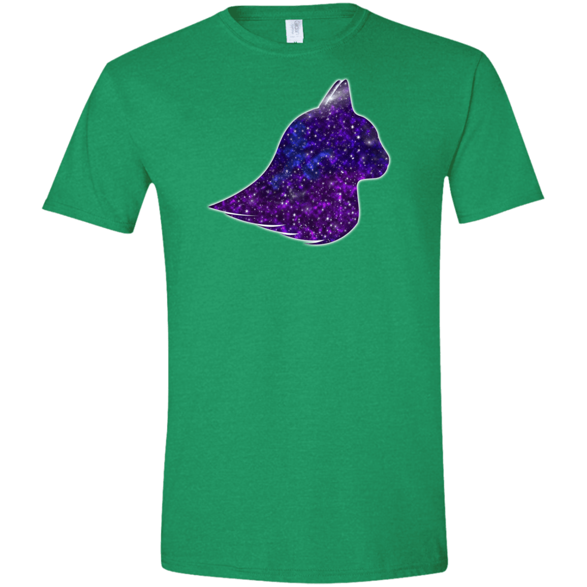 T-Shirts Heather Irish Green / S Galaxy Cat Men's Semi-Fitted Softstyle