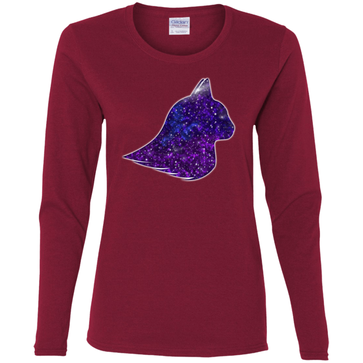 T-Shirts Cardinal / S Galaxy Cat Women's Long Sleeve T-Shirt